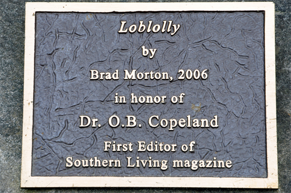 plaque for the Loblolly sculpture